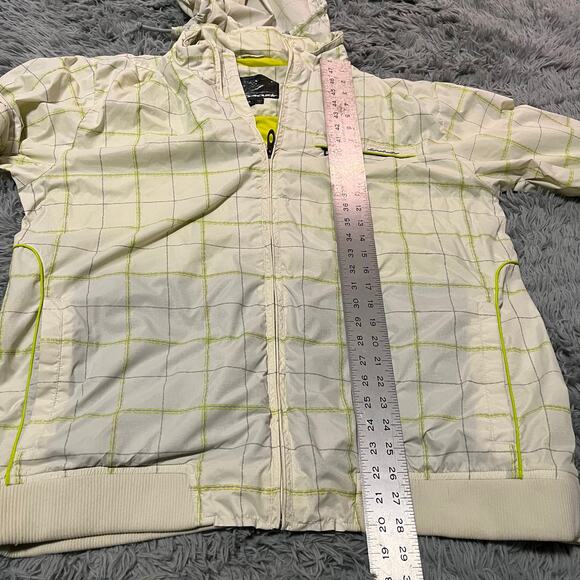 Oakley Plaid Cream Yellow Nylon Wind Breaker Outdoor Jacket Men’s XXL Hooded - Picture 8 of 10